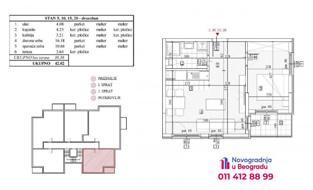 Glavna slika -Cvetanova ćuprija, 63m2, dvosoban stan u novogradnji