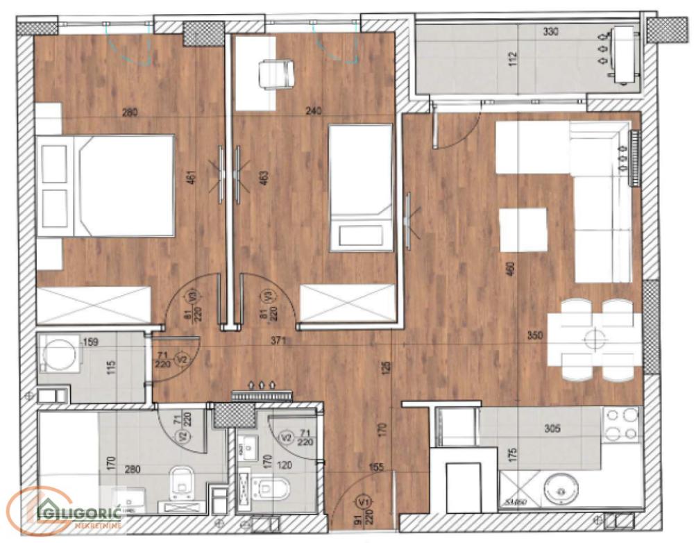 Glavna slika -Tošin bunar, 69m2, trosoban stan u novogradnji